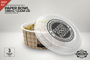 Download 1300ml Paper Bowl Clear Lid Mockup ~ Branding Mockups ~ Creative Market