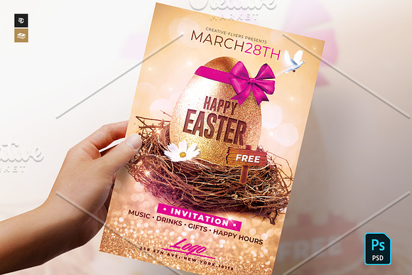 Gold Easter Flyer Template in Invitation Templates - product preview 1