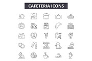Cafeteria line icons, signs set