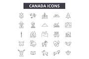 Canada line icons, signs set, vector