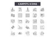 Carpentry line icons, signs set