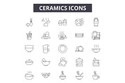 Ceramics line icons, signs set