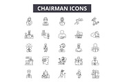 Chairman line icons, signs set