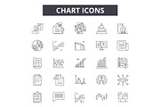 Chart line icons, signs set, vector