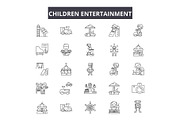 Children entertainment line icons
