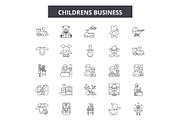 Childrens line icons, signs set