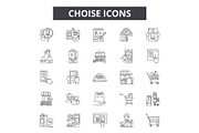 Choise line icons, signs set, vector
