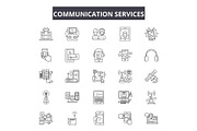 Communication services line icons