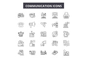 Communication line icons, signs set