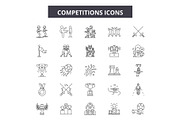 Competitions line icons, signs set