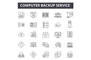 Computer backup service line icons