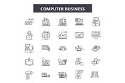 Computer business line icons, signs