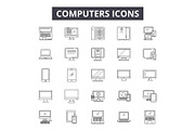 Computers line icons, signs set