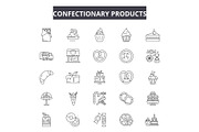 Confectionary products line icons