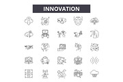 Innovation line icons, signs set