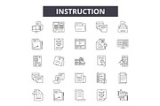 Instruction line icons, signs set