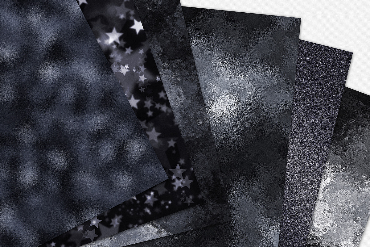 Black Foil & Glitter Digital Papers in Textures - product preview 8
