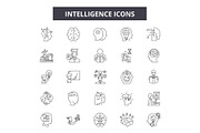 Intelligence system line icons