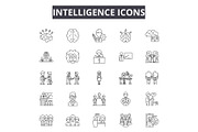 Intelligence line icons, signs set