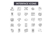 Interface line icons, signs set
