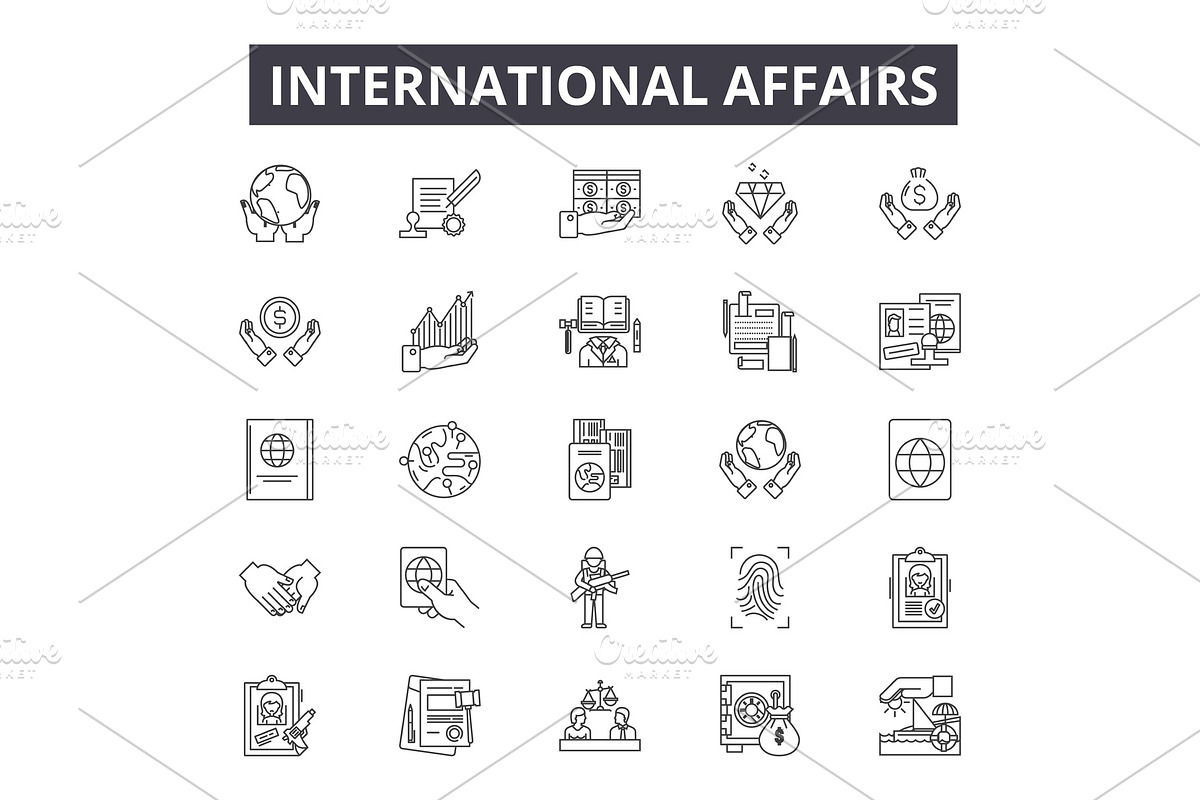 International affairs line icons in Illustrations - product preview 8