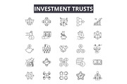Investment trusts line icons, signs
