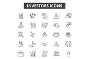 Investors line icons, signs set