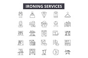 Ironing services line icons, signs