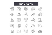 Keys line icons, signs set, vector