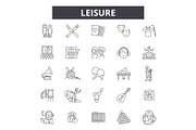 Leisure line icons, signs set