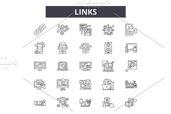 Links line icons, signs set, vector