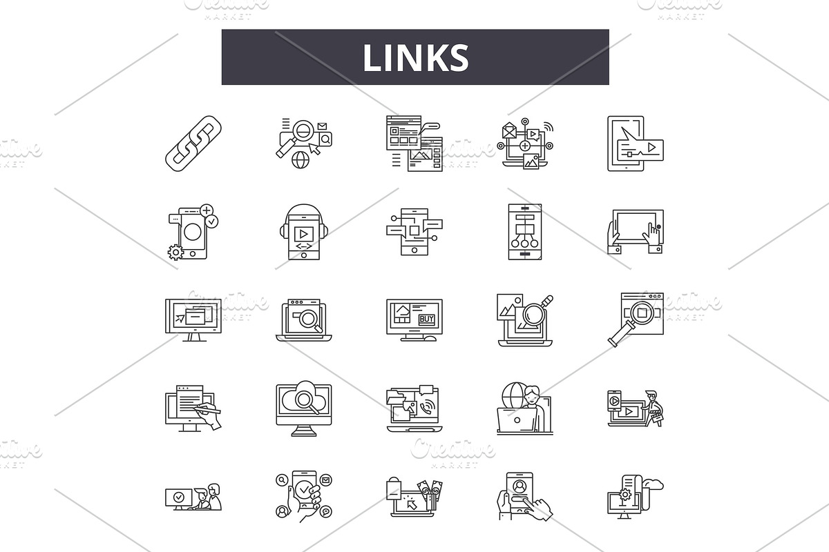 Links line icons, signs set, vector in Objects - product preview 8