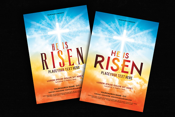 Hi is Risen Worship Flyer in Flyer Templates - product preview 1