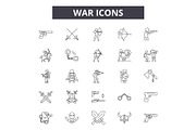 War line icons, signs set, vector