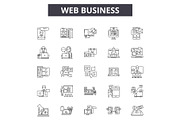 Web business line icons, signs set