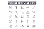 Welding equipment line icons, signs
