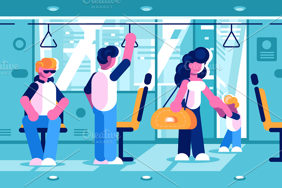 Passengers inside the bus in Illustrations - product preview 8