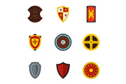 Various knight shield icons set