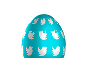 Blue Easter egg with white birds