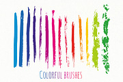 Rainbow ink brushes Vector