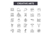 Creative arts line icons, signs set