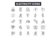 Eleectricity line icons, signs set