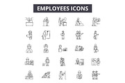 Employees line icons, signs set