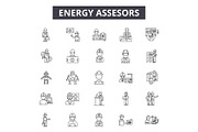 Energy assesors line icons, signs