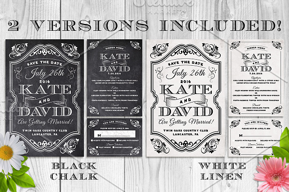 Elegant Chalk Wedding Invite Bundle in Wedding Templates - product preview 1