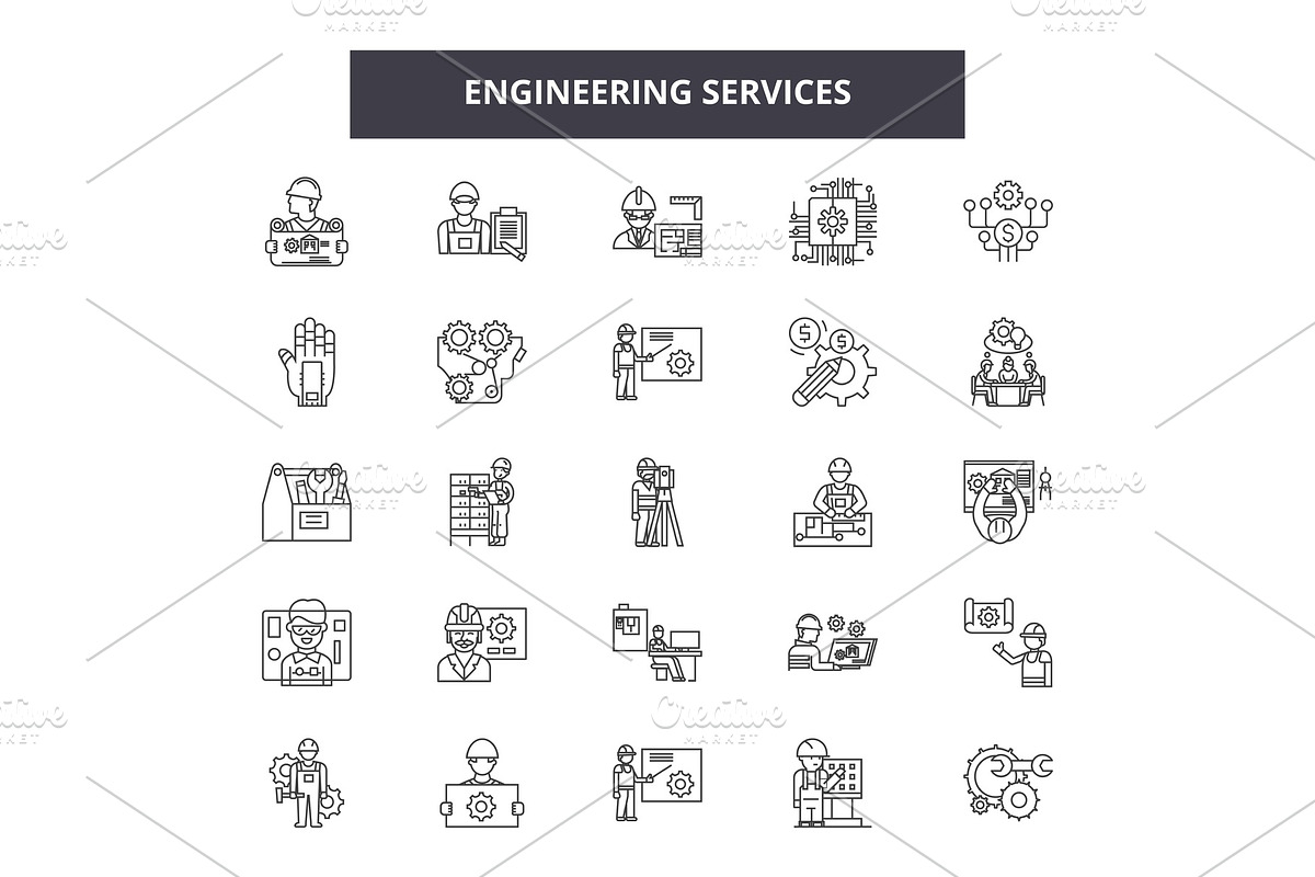 Engineering service line icons in Illustrations - product preview 8