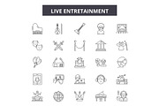 Live entertainment line icons, signs