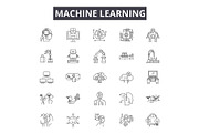 Machine learning system line icons