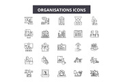 Organisation line icons, signs set