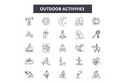 Outdoor activities line icons, signs